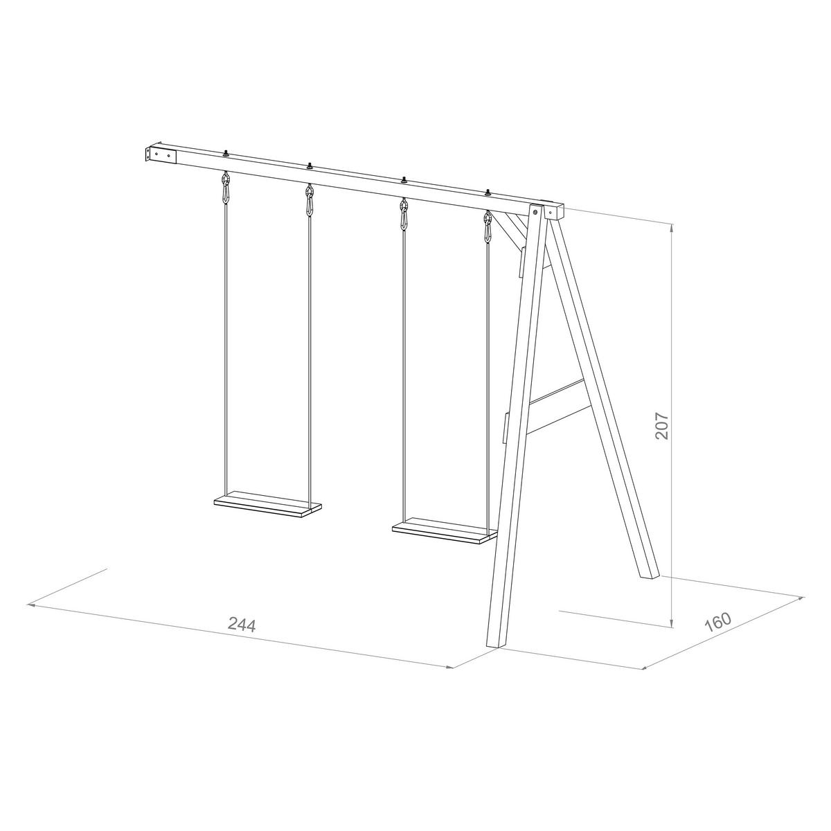 AXI Doppel-Anbauschaukel braun B/H/L: ca. 244x207x160 cm Doppel-Anbauschaukel - braun/weiß (160,00/244,00/207,00cm) - AXI