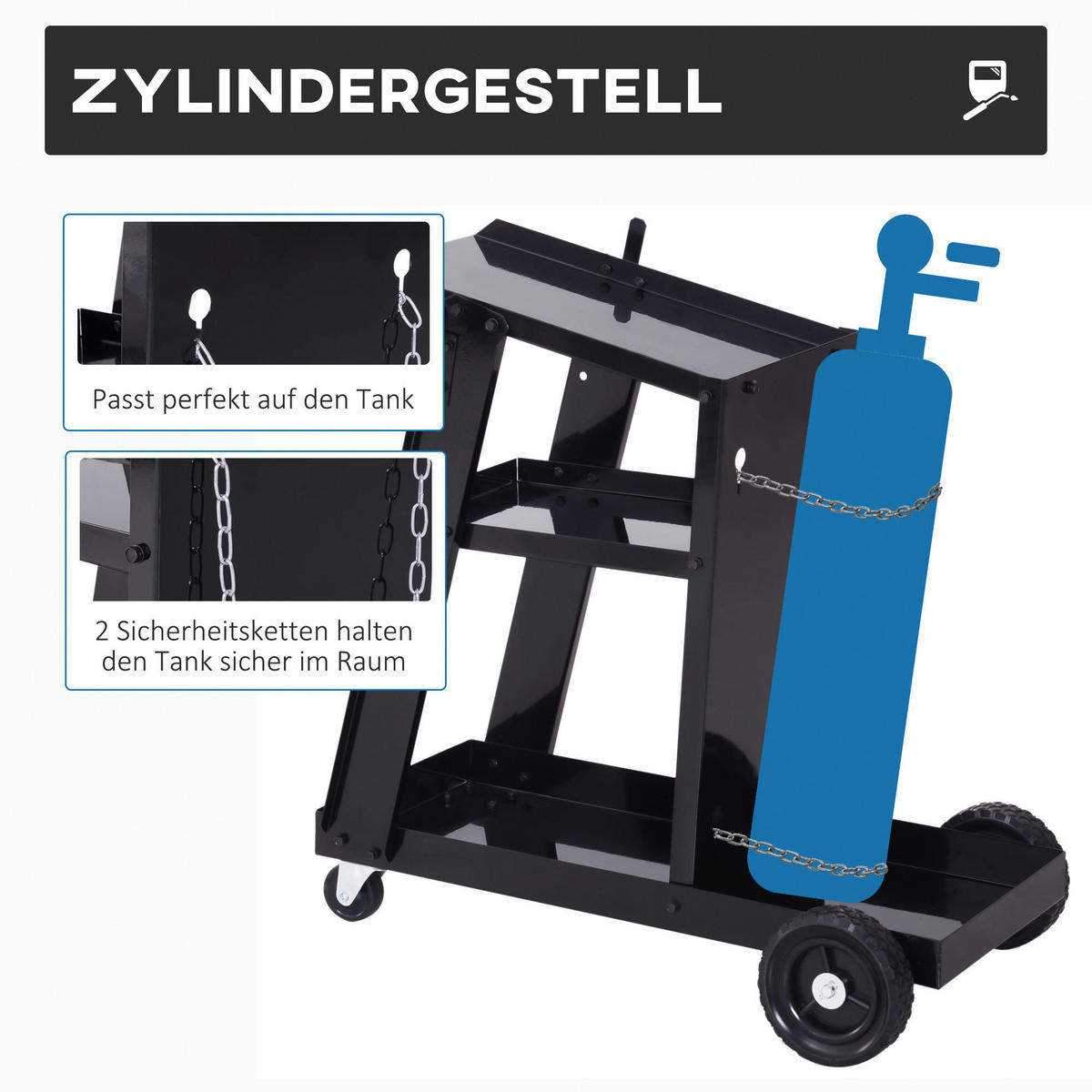 Werkstatt-Zubehör schwarz B/H/L: ca. 39x71x70 cm Schweißwagen - schwarz (70,00/39,00/71,00cm) - DURHAND