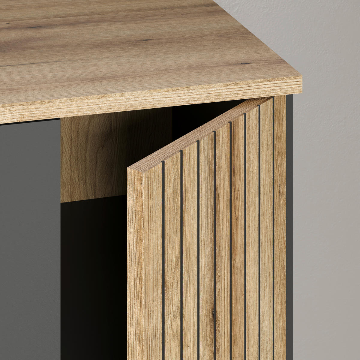 TV-Lowboard Esteban Eiche Evoke Oak Nachbildung anthrazit B/H/T: ca. 180x66x47 cm Esteban - Eiche/anthrazit (180,00/66,00/47,00cm)