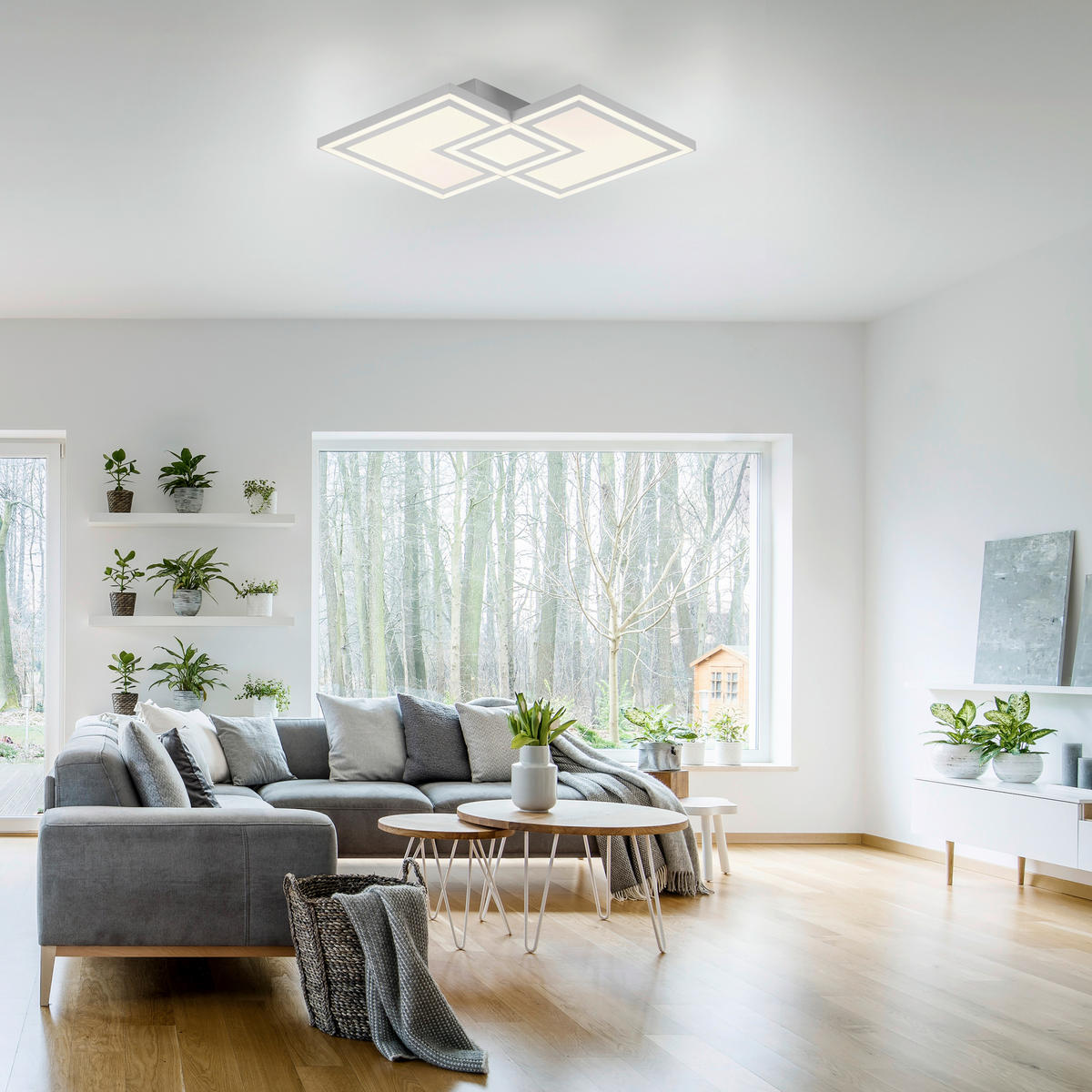 Just Light LED-Deckenleuchte BEDGING 14880-16 weiß Kunststoff Eisen B/H/T: ca. 40x5,6x40 cm 2 Brennstellen BEDGING - weiß (40,00/5,60/40,00cm) - Just Light