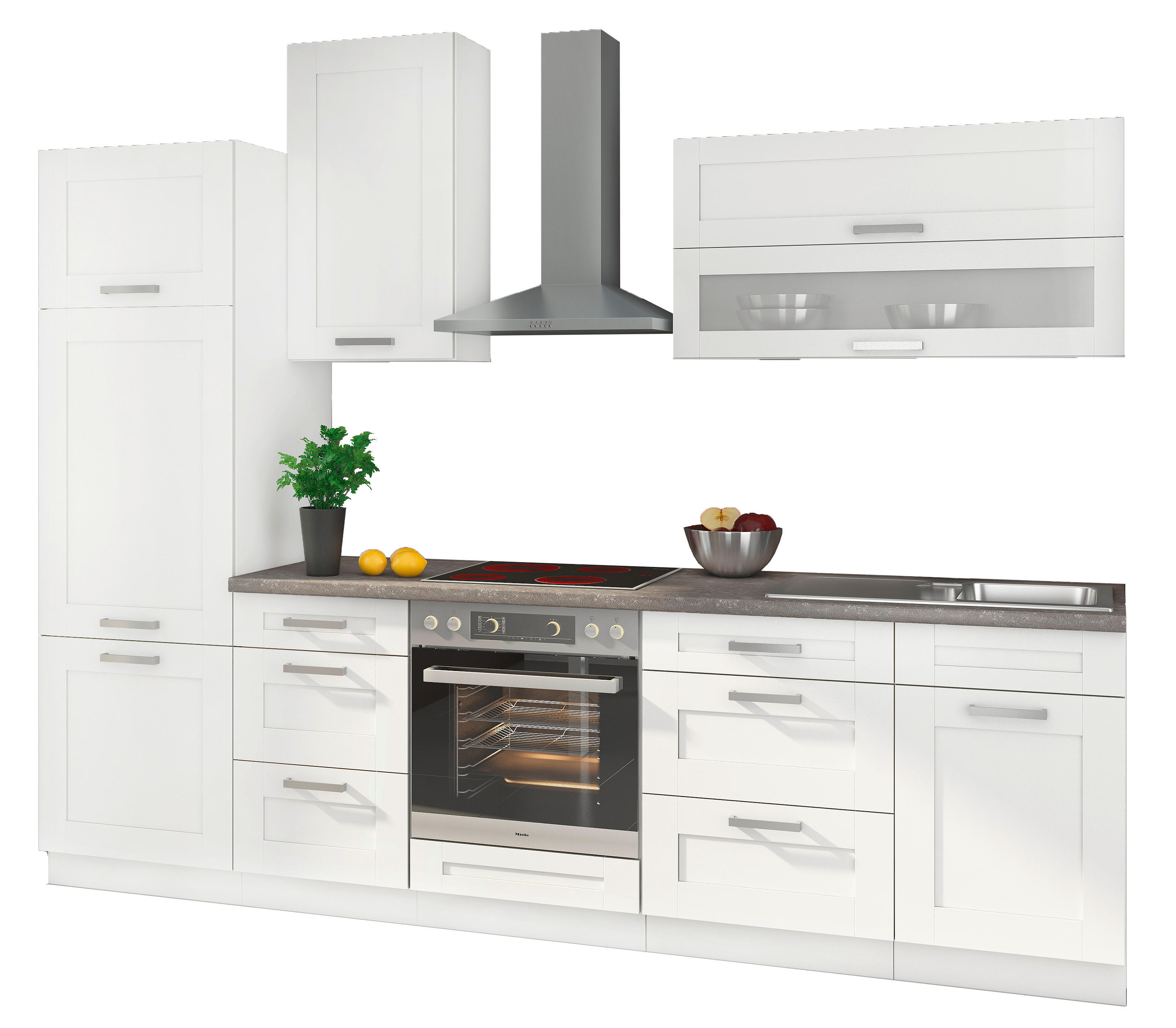 Küchenblock Move 280 weiß matt B/H/T: ca. 280x230x60 cm Move 280 - weiß/Alu (280,00/230,00/60,00cm)