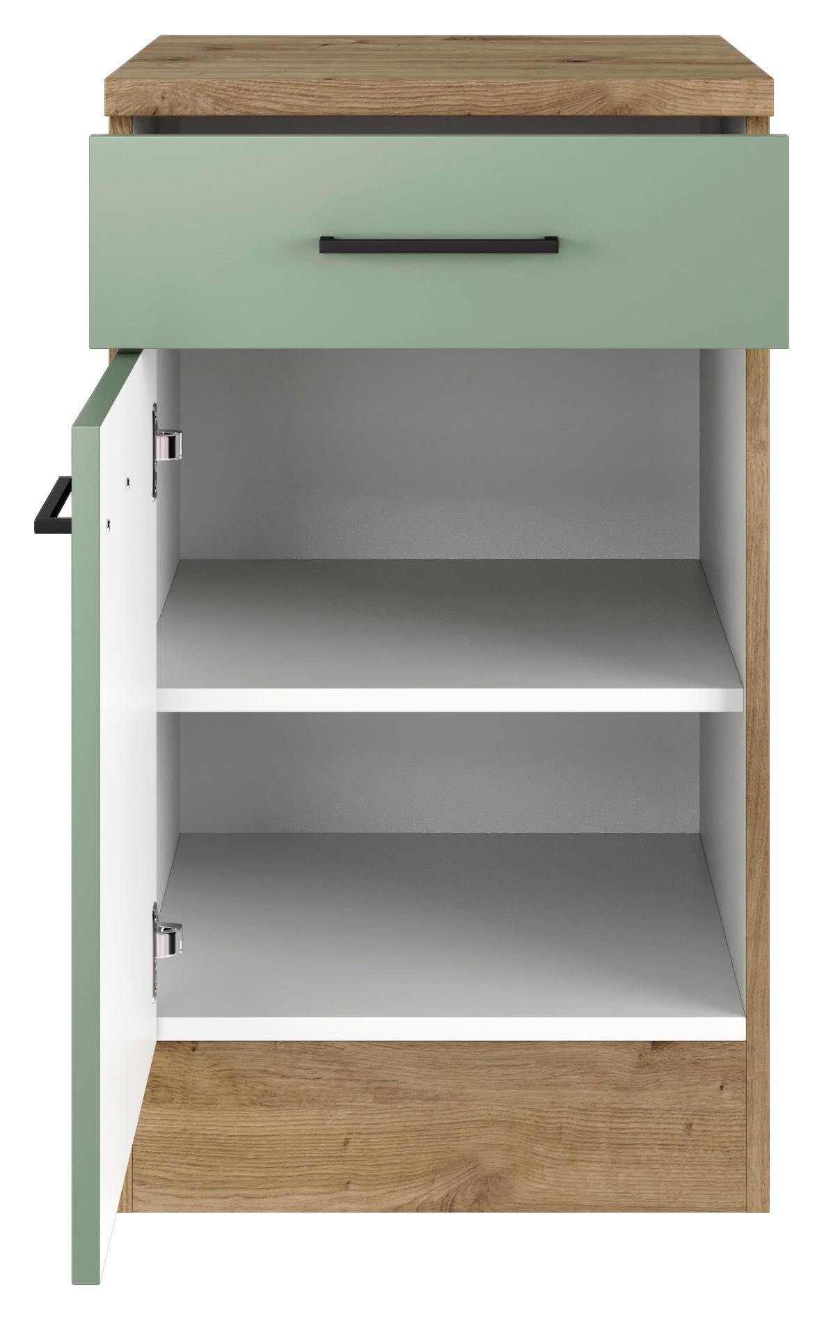 Flex-Well Unterschrank Cara grün B/H/T: ca. 50x85x60 cm Cara - Eiche/schwarz (50,00/85,00/60,00cm) - Flex-Well