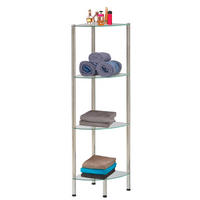 Badregal Edelstahl Edelstahl B/H/T: ca. 28x112x28 cm Badeckregal_Roma 4 Glasböden - Edelstahl (28,00/112,00/28,00cm)