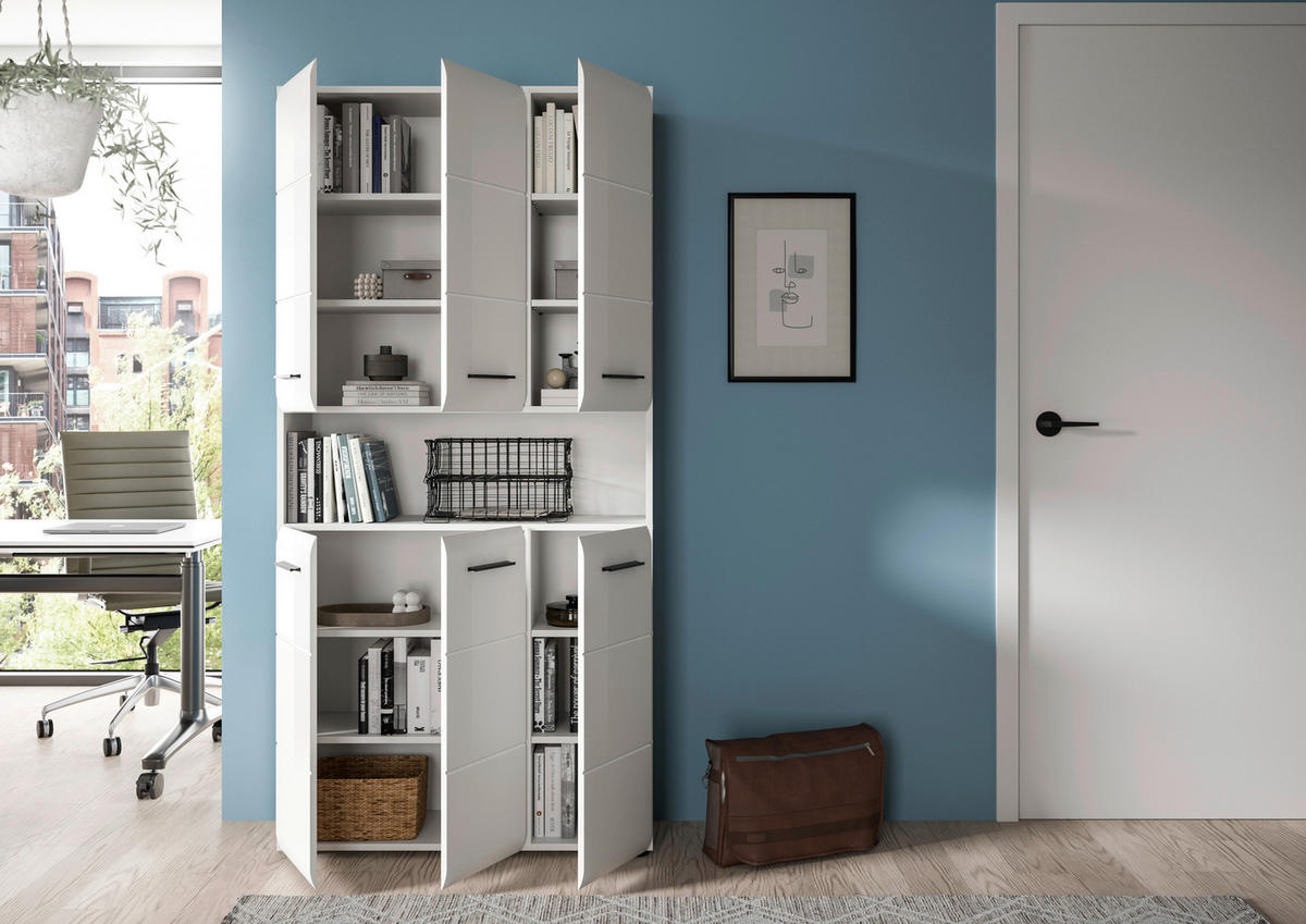 Mehrzweckschrank Ice weiß weiß Hochglanz B/H/T: ca. 90x185x30 cm Ice - weiß (90,00/185,00/30,00cm) - xonox.home