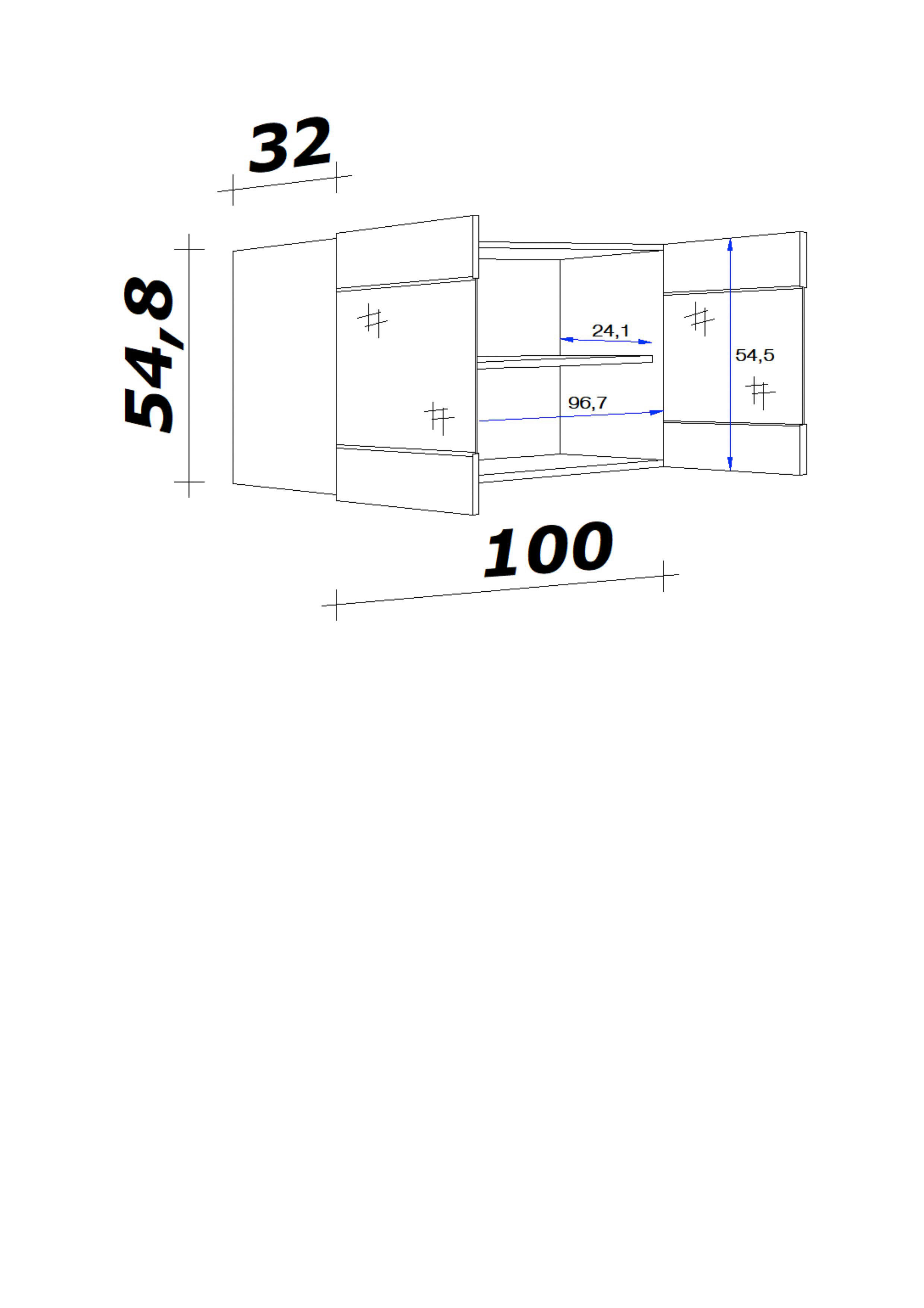 Hängeschrank Elva anthrazit strukturiert B/H/T: ca. 100x54,8x32 cm Elva - Eiche/anthrazit (100,00/54,80/32,00cm) - Flex-Well