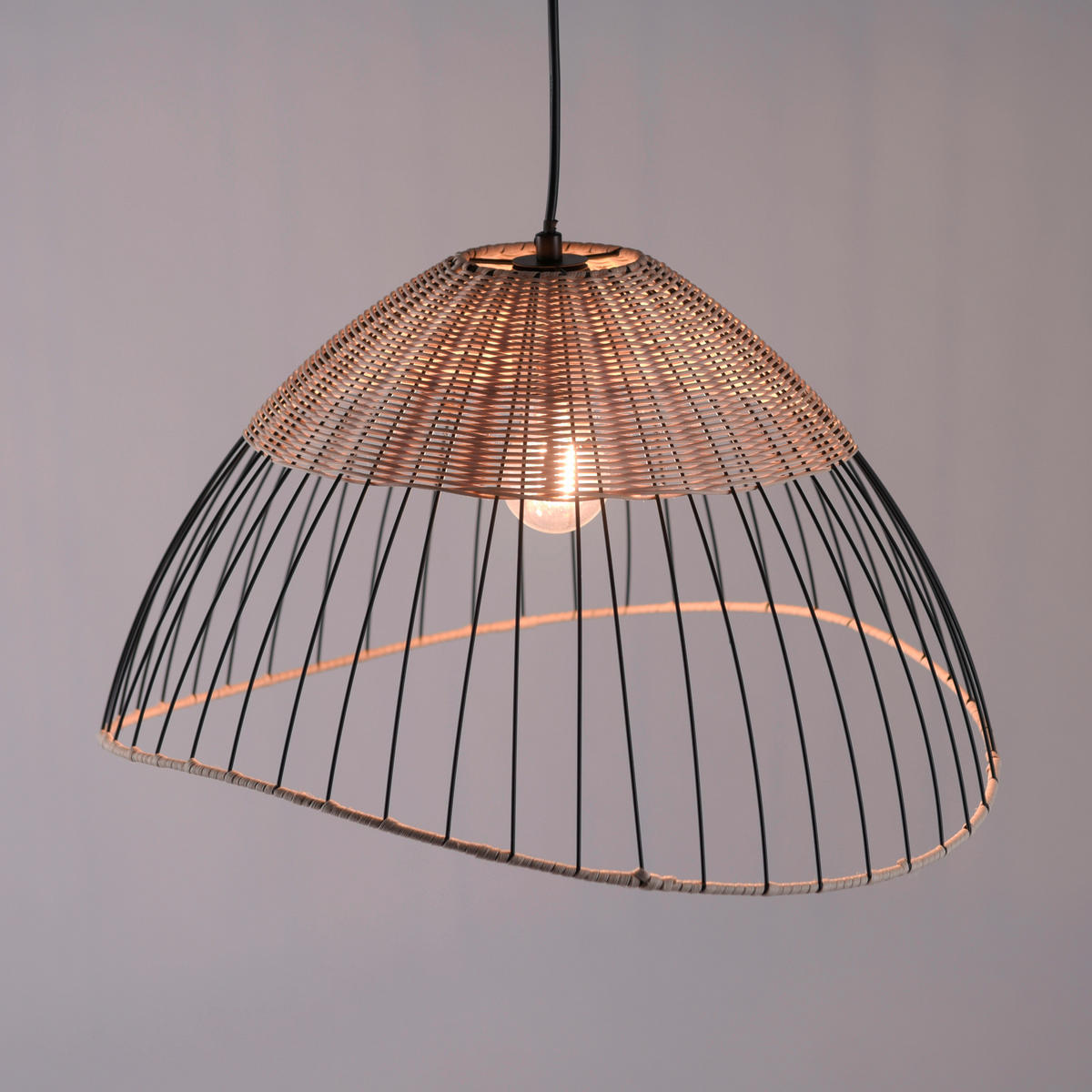 Just Light Pendelleuchte KORE 30207-79AO natur braun Holz Metall H/D: ca. 120x48 cm E27 1 Brennstellen KORE - braun/natur (48,00/120,00cm) - Just Light