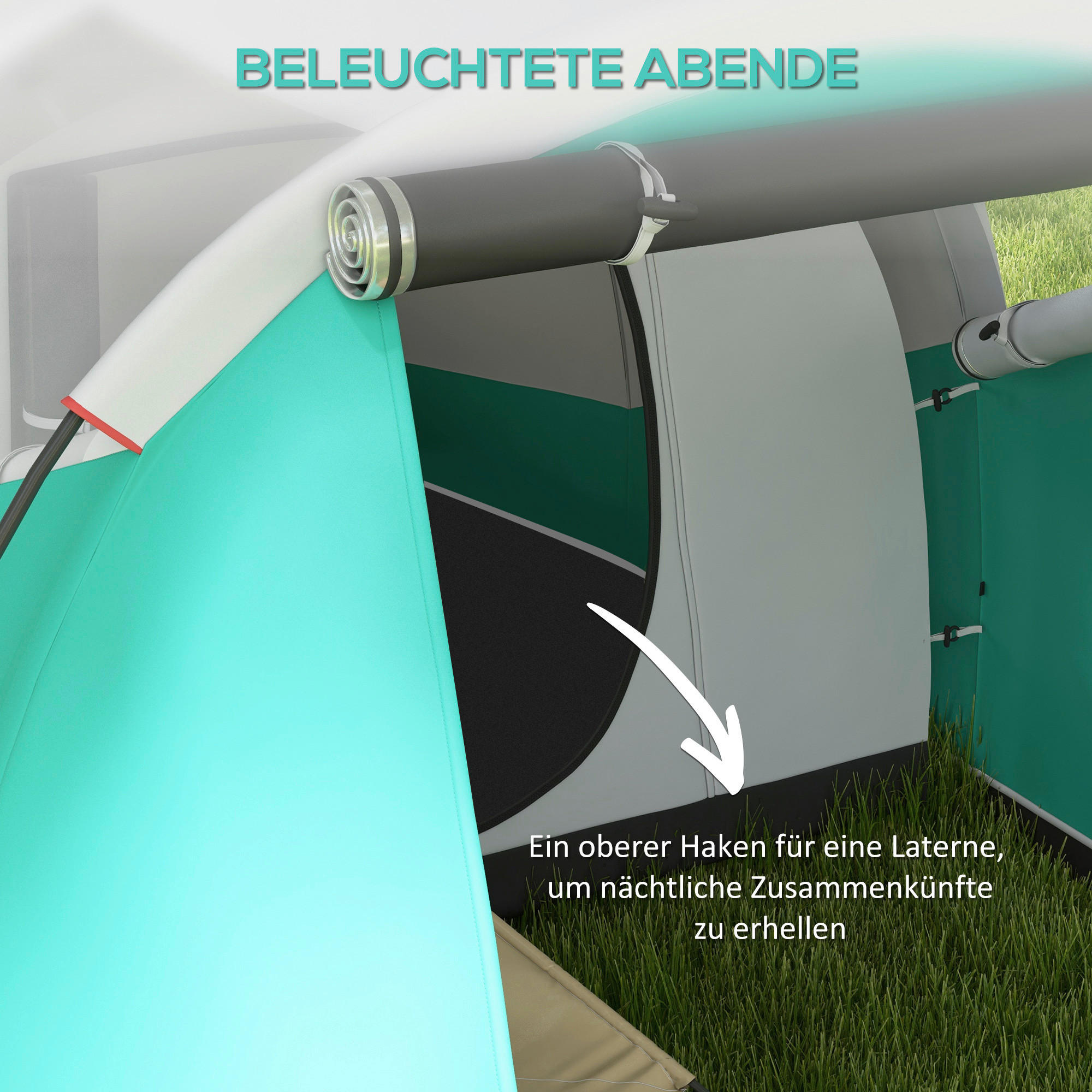 Outsunny Campingzelt B/H/L: ca. 260x190x460 cm Campingzelt - grün (460,00/260,00/190,00cm) - Outsunny