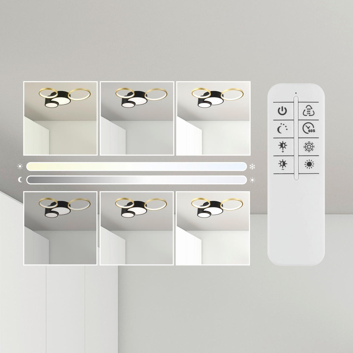 Lamkur LED-Deckenleuchte ALIZEE 50980 schwarz gold PVC Stahl H/L: ca. 9,5x60 cm 3 Brennstellen Alizee - gold/schwarz (60,00cm) - Lamkur