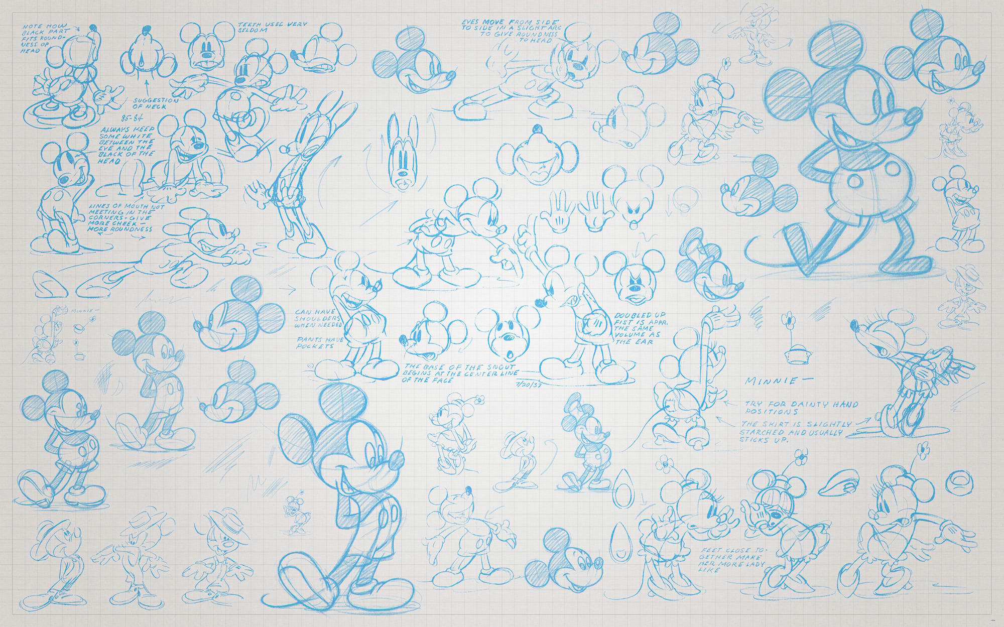 Komar Fototapete Mickey Sketches B/L: ca. 400x250 cm Mickey Sketches - (400,00/250,00cm) - Komar