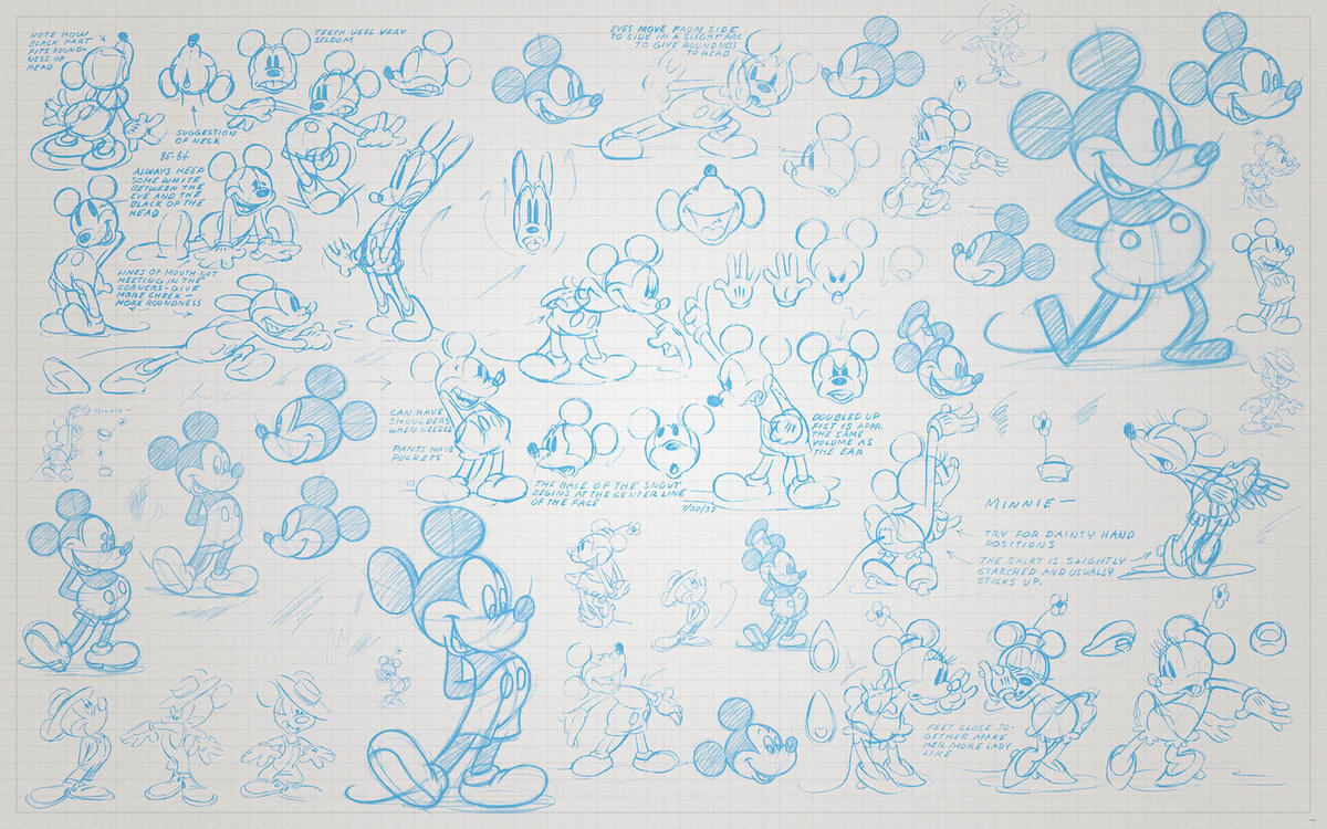 Komar Fototapete Mickey Sketches B/L: ca. 400x250 cm Mickey Sketches - (400,00/250,00cm) - Komar