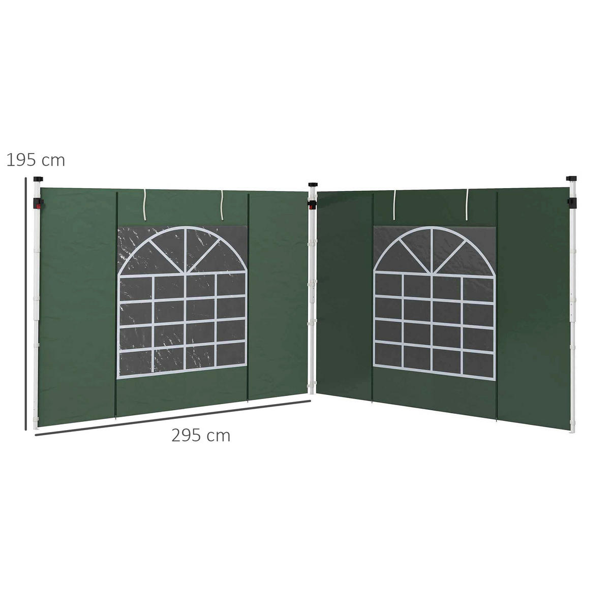 Outsunny Seitenteile für Pavillon grün Polyester B/H/L: ca. 295x195x0,01 cm Seitenteile für Pavillon - grün (0,01/295,00/195,00cm) - Outsunny