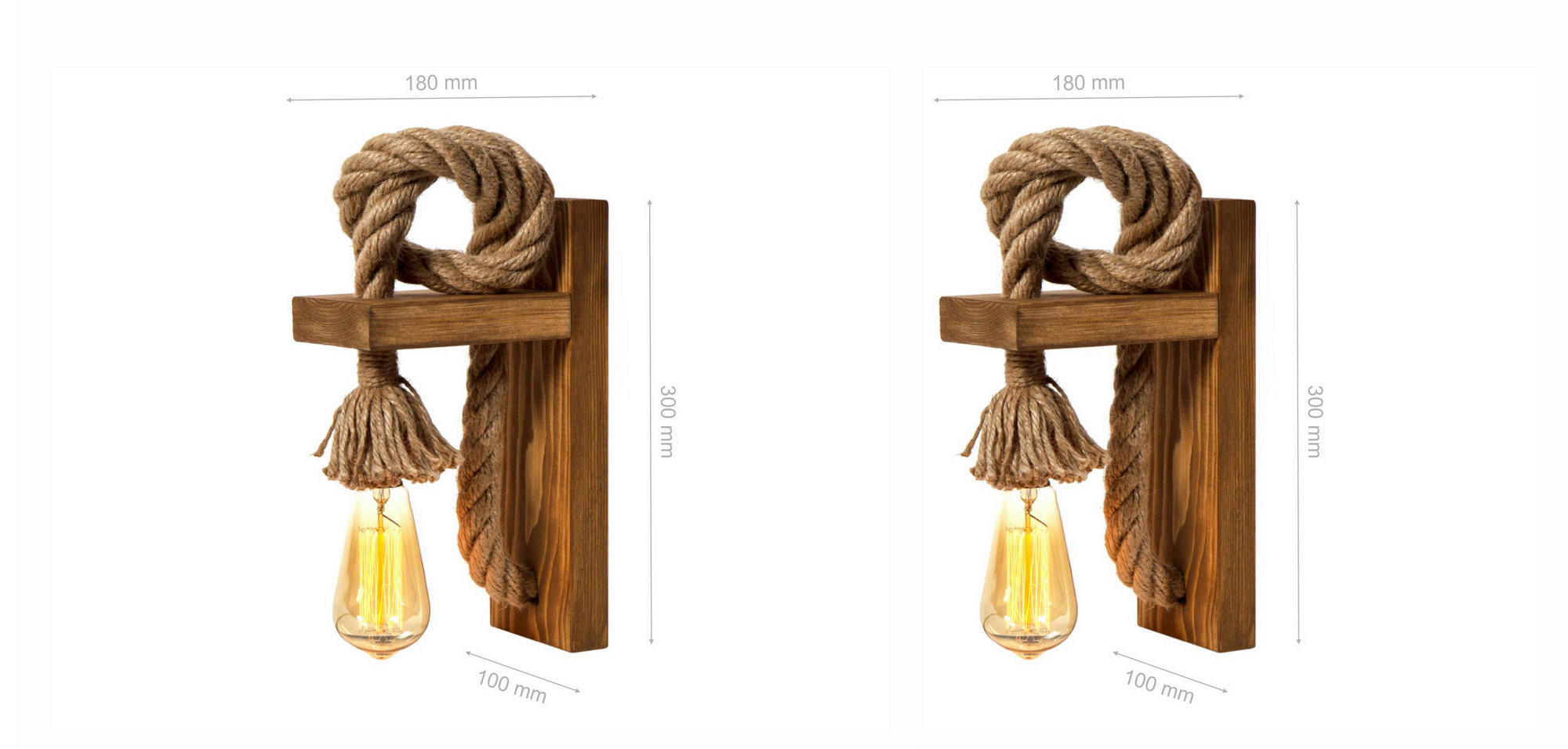 Opviq Wandleuchte braun gold Fichte B/H/L: ca. 30x10x18 cm E27 2 Brennstellen Wandleuchte_KN15 - braun/gold (18,00/30,00/10,00cm) - Opviq