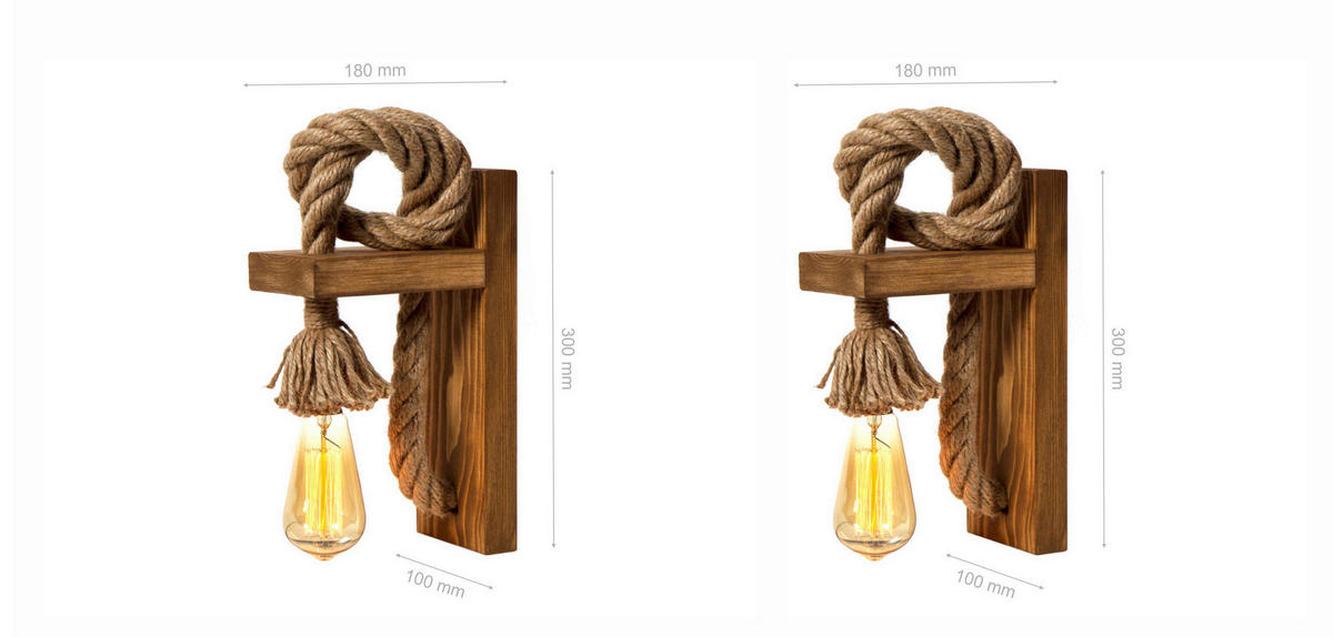 Opviq Wandleuchte braun gold Fichte B/H/L: ca. 30x10x18 cm E27 2 Brennstellen Wandleuchte_KN15 - braun/gold (18,00/30,00/10,00cm) - Opviq