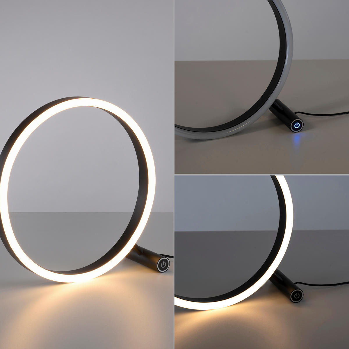 Just Light LED-Touch-Tischleuchte RITUS 15390-13 weiß anthrazit Metall B/H/T: ca. 30x30x10 cm 1 Brennstellen RITUS - weiß/anthrazit (30,00/30,00/10,00cm) - Just Light