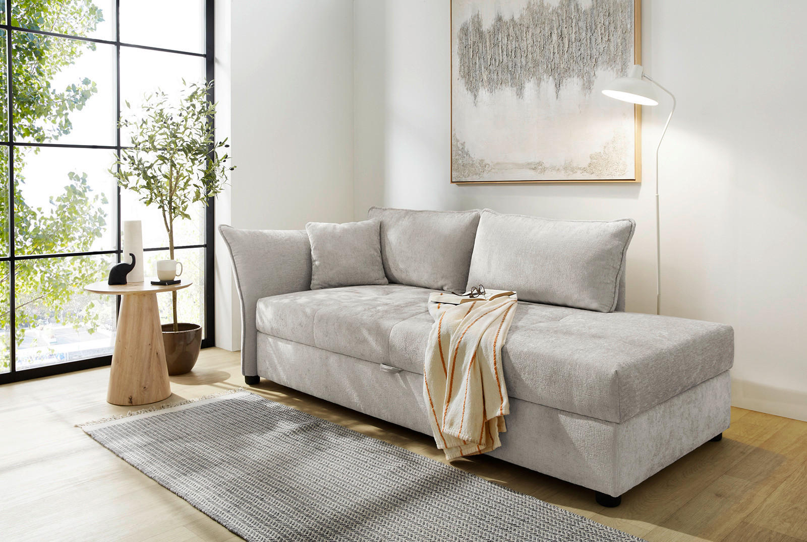 Polsterliege  hellgrau B/H/T: ca. 233x90x109 cm Finca_Polsterliege 433/29-433/29 - hellgrau (233,00/90,00/109,00cm)