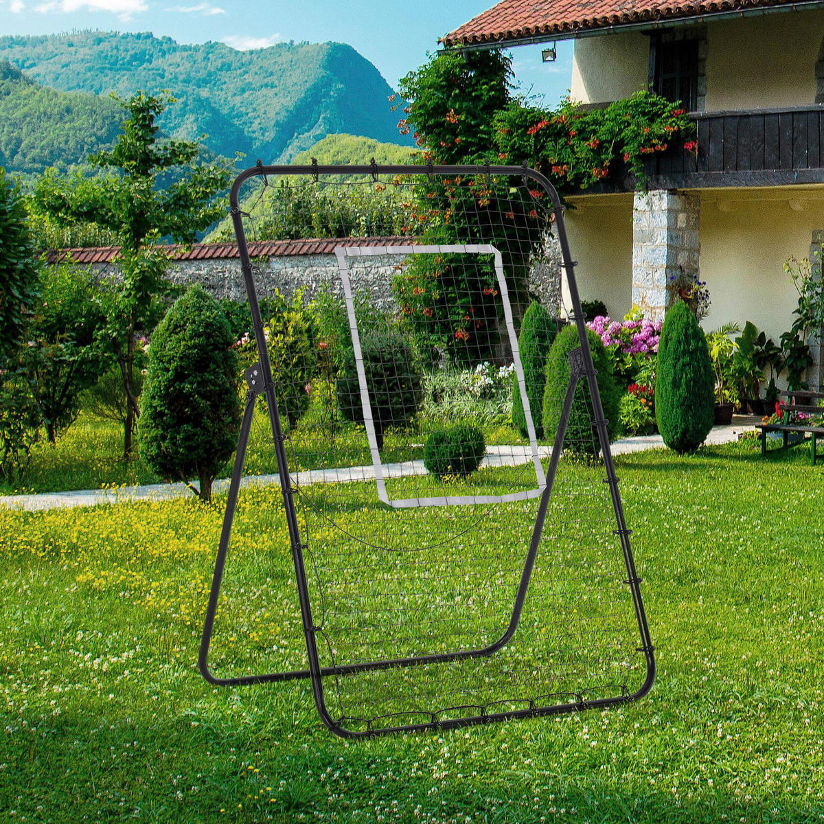 HOMCOM Outdoor-Spielzeug schwarz B/H/L: ca. 73x123x178,5 cm Fußball_Rebounder - schwarz (178,50/73,00/123,00cm) - HOMCOM