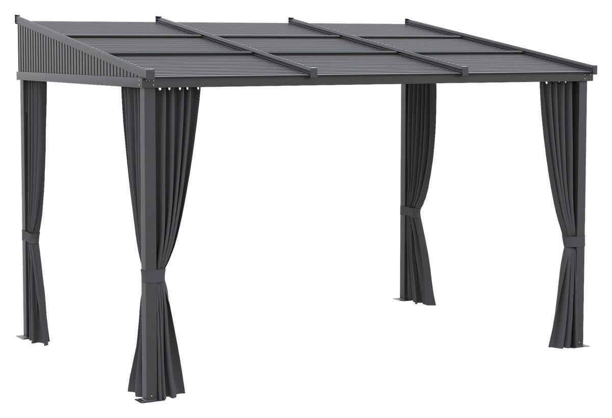 Outsunny Pergola mit Schiebeelementen grau Polyester B/H/L: ca. 255x242x365 cm Pergola_mit_Schiebeelementen - grau (365,00/255,00/242,00cm) - Outsunny