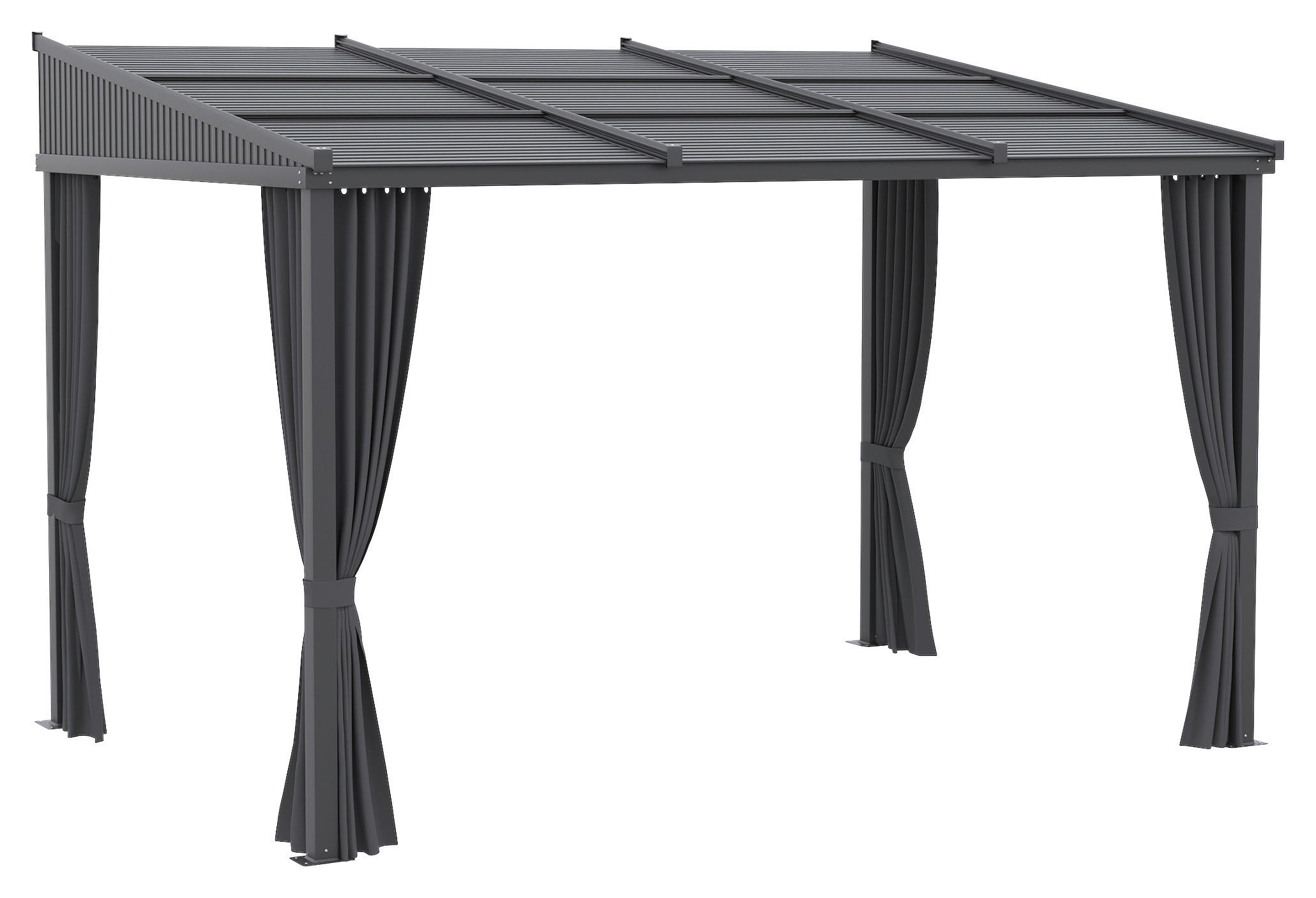 Outsunny Pergola mit Schiebeelementen grau Polyester B/H/L: ca. 255x242x365 cm