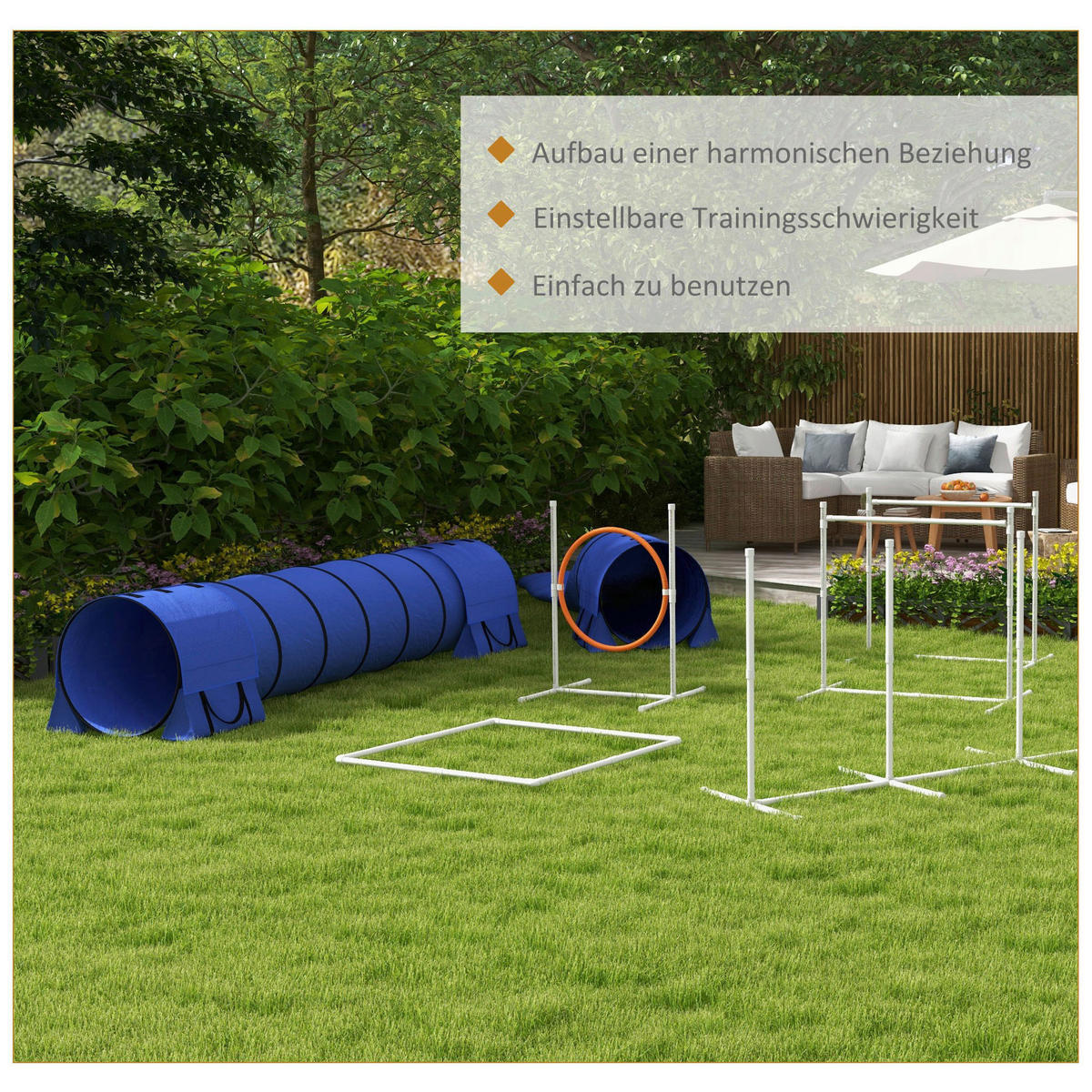 PawHut Hunde-Agility-Set blau Polyester-Mischgewebe B/H/L: ca. 63x93x321 cm Hunde-Agility-Set - blau (321,00/63,00/93,00cm) - PawHut
