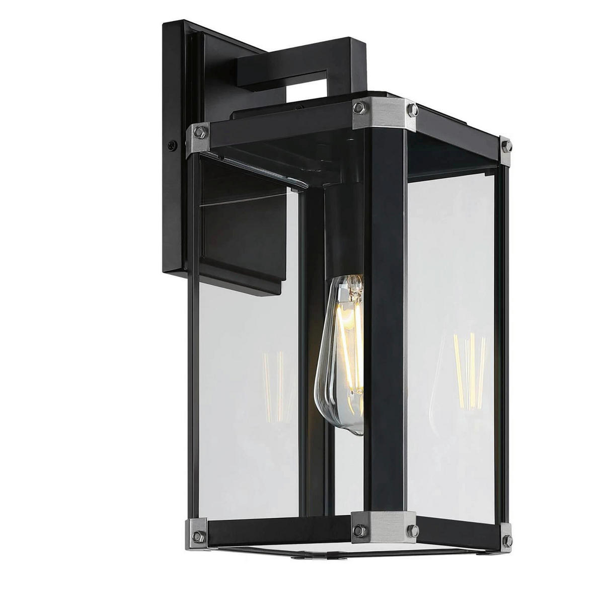 Westinghouse Außenwandleuchte Glendora mattschwarz Metall Glas B/H/L: ca. 18x38x21 cm E27 1 Brennstellen Glendora - mattschwarz (21,00/18,00/38,00cm) - Westinghouse