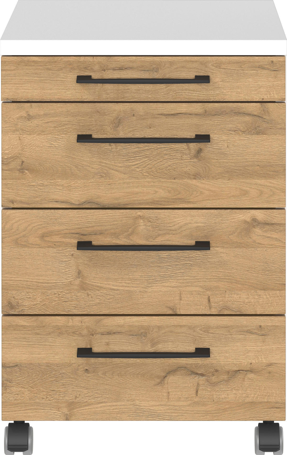 Rollcontainer 4251-559 Eiche Grand-Son Nachbildung weiß B/H/T: ca. 42x61x49 cm 4251-559 - Eiche/weiß (42,00/61,00/49,00cm) - Germania