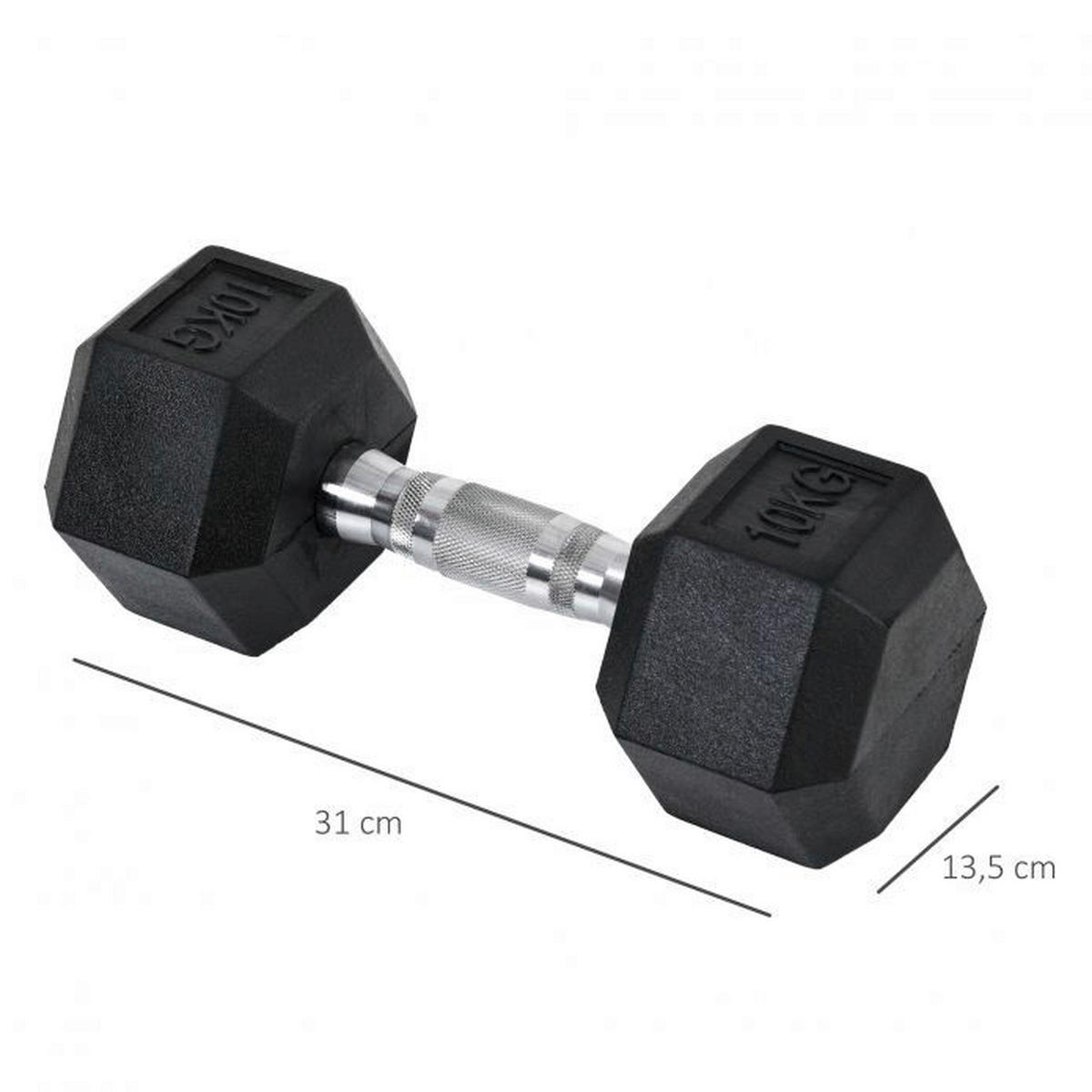 HOMCOM Kurzhantelset schwarz Gummi B/H/L: ca. 13,5x31x13,5 cm Kurzhantel_2er_Set - schwarz/silber (13,50/13,50/31,00cm) - HOMCOM