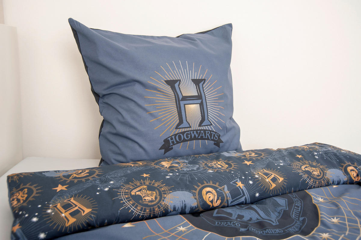 Baumwoll Wende Bettwäsche Harry Potter Renforce blau Baumwolle B/L: ca. 135x200 cm Harry Potter - blau (135,00/200,00cm)