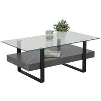 Glascouchtisch Konrad grau Marmor Optik B/H/T: ca. 110x43x60 cm Konrad - klar/schwarz (110,00/43,00/60,00cm)