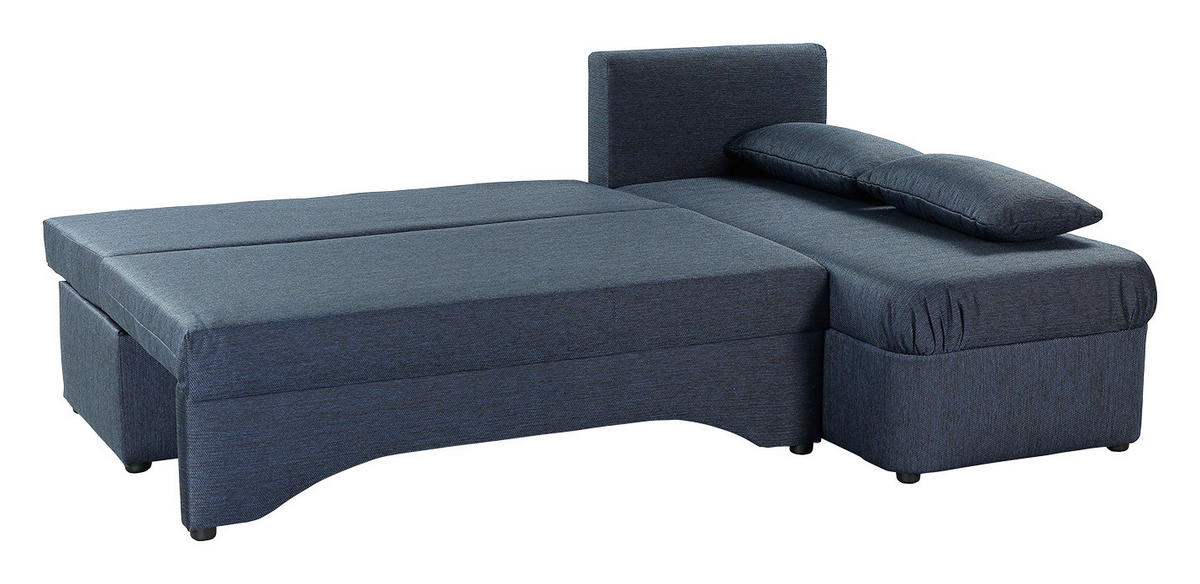 Ecksofa mit Bettfunktion und Bettkasten dunkelblau B/H/T: ca. 191x41x142 cm Polaris_Ecksofa - schwarz/dunkelblau (191,00/41,00/142,00cm)