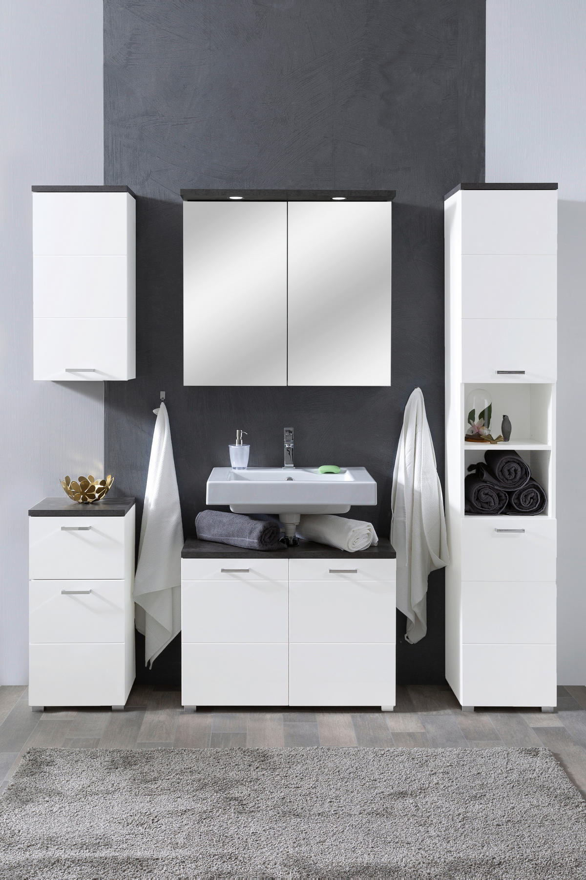 Spiegelschrank Praya Dark Concret Nachbildung weiß B/H/T: ca. 79x71x28 cm Praya - weiß (79,00/71,00/28,00cm)