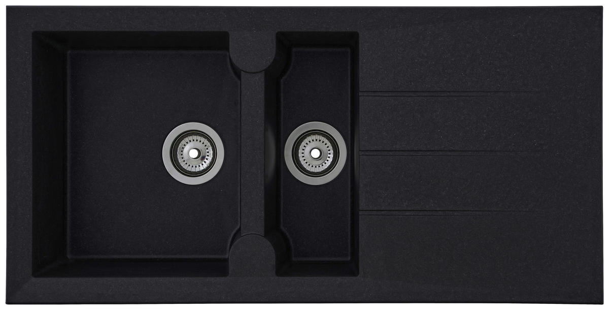 Respekta Einbauspüle Alineo 100 x 50 S schwarz Quarzolite B/H/T: ca. 100x21x50 cm Alineo 100 x 50 S - schwarz (100,00/21,00/50,00cm) - Respekta