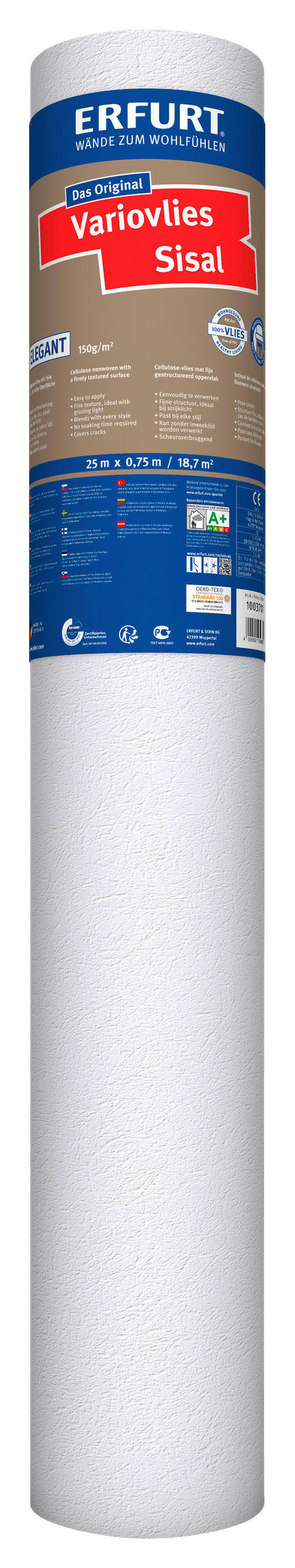 Erfurt Vliestapete Variovlies Sisal weiß B/L: ca. 75x2500 cm Variovlies Sisal - weiß (75,00/2500,00cm) - Erfurt