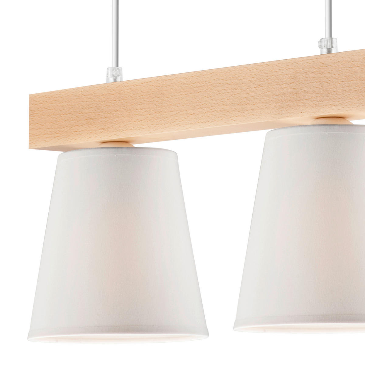 Lamkur Hängeleuchte weiß Stahl Holz B/H/L: ca. 35x20x38 cm E27 2 Brennstellen Augustino - weiß (38,00/35,00/20,00cm) - Lamkur