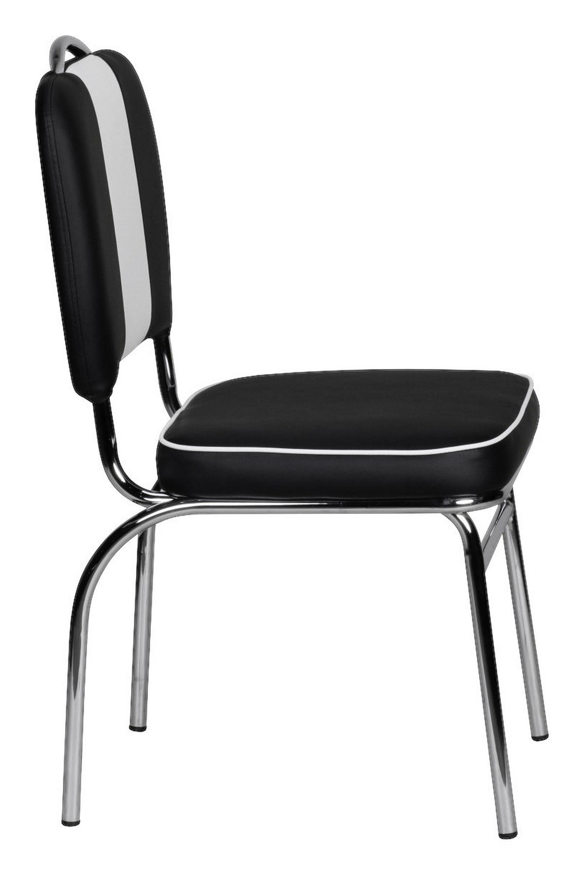 Stuhl schwarz weiß Chrom Kunstleder Metall Kunstleder Esszimmerstuhl - weiß/schwarz - Wohnling