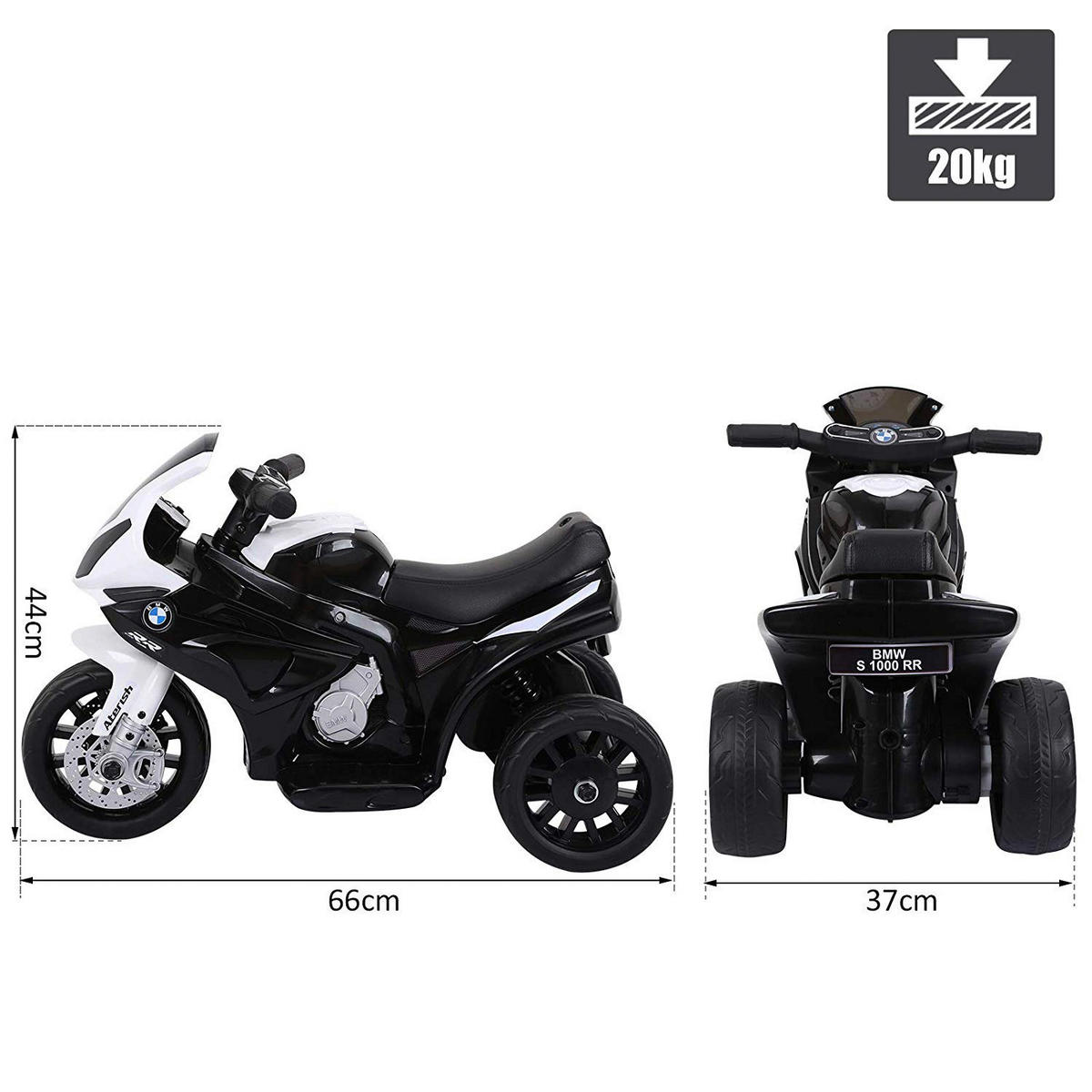 HOMCOM Kinder-Mororrad BMW BMW S1000RR weiß B/H/L: ca. 37x44x66 cm BMW S1000RR - weiß/schwarz (66,00/37,00/44,00cm) - HOMCOM