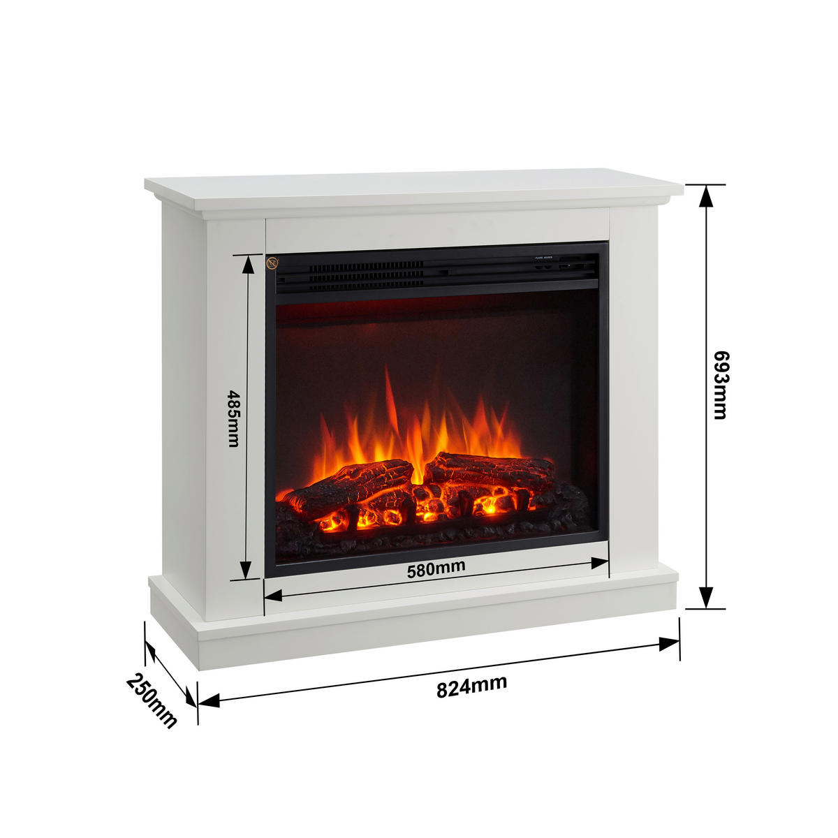 Balderia Elektrischer Kamin Phanos weiß MDF B/H/T: ca. 82,4x69,3x27,9 cm ca. 2000 W Elekt.-Kamin Phanos EF321A-MT321C-W - weiß (82,40/69,30/27,90cm) - Balderia