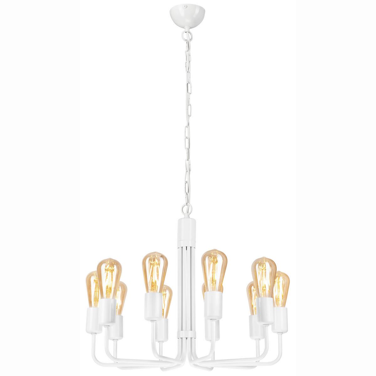 Lamkur Pendelleuchte weiß Stahl B/H/L: ca. 54x98x54 cm E27 10 Brennstellen TIFFANY - weiß (54,00/54,00/98,00cm) - Lamkur