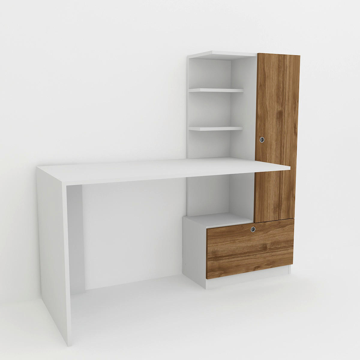 Schreibtisch Merinos weiß walnuss Nachbildung B/H/T: ca. 150x120x62 cm Merinos - weiß/walnuss (150,00/120,00/62,00cm) - moebel17