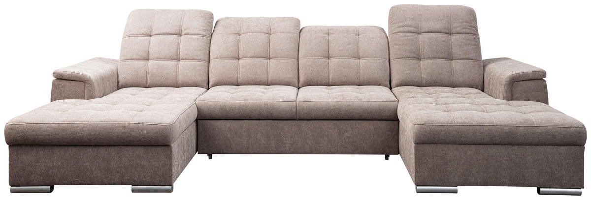 Wohnlandschaft Nadja stone Microfaser B/H/T: ca. 330x105x174 cm Nadja - schwarz/stone (330,00/105,00/174,00cm)