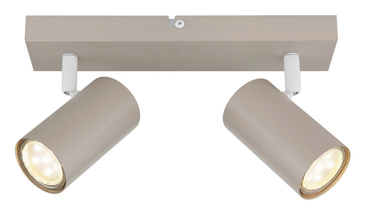 GLOBO Spot sand weiß Metall B/H/L: ca. 26x6x12 cm GU10 2 Brennstellen Spot_Robby_2 - sand/weiß (12,00/26,00/6,00cm) - GLOBO