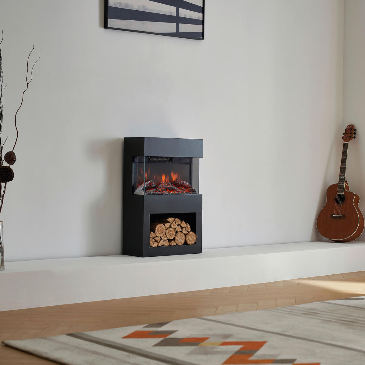 KAMINIO Elektrischer-Kamin HENRI schwarz Metall B/H/T: ca. 48x75x21,7 cm ca. 2000 W HENRI - schwarz (48,00/75,00/21,70cm) - KAMINIO