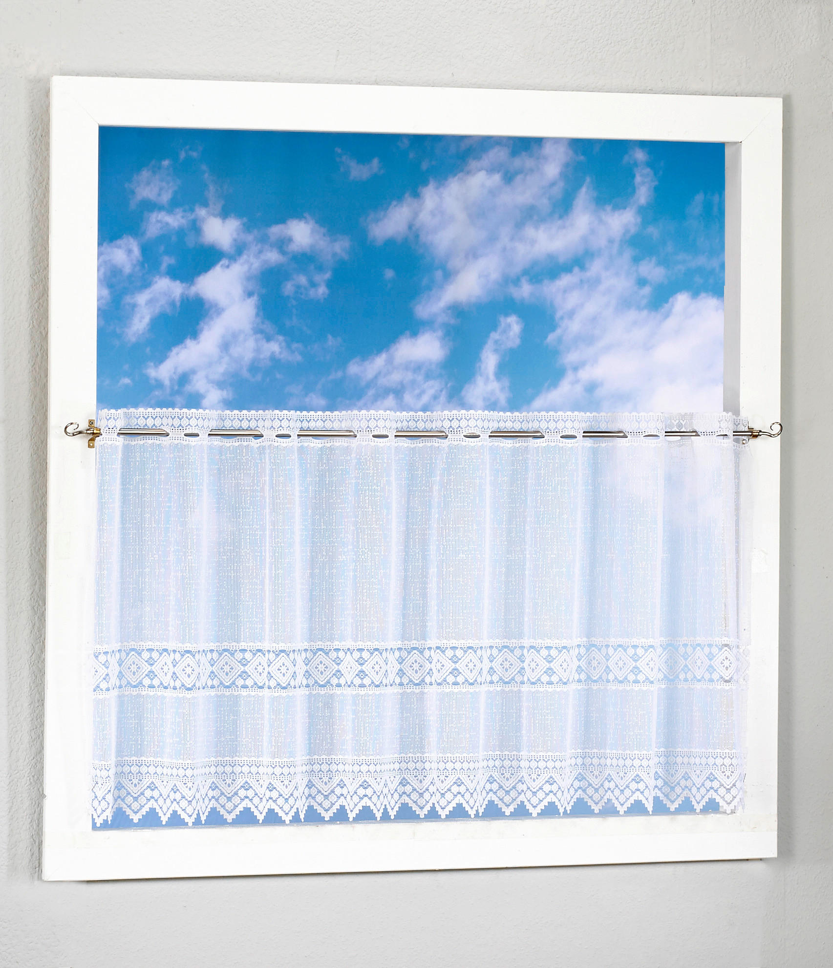 Scheibengardinen-Meterware weiß H: ca. 100 cm Scheibengardine - weiß (100,00cm)