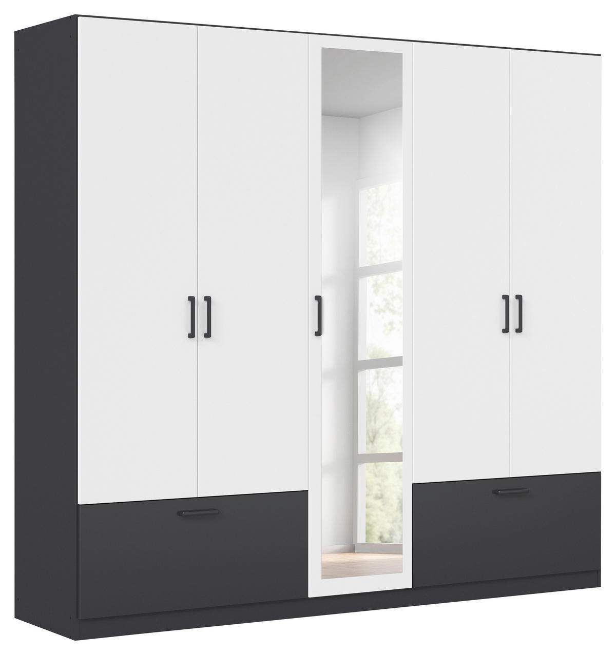 kleiderschrank jubi alpinweiß grau b/h/t: ca. 226x210x54 cm