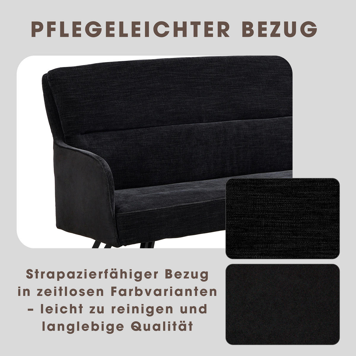 Sitzbank TINO schwarz Metall Microfaser B/H/T: ca. 140x94x67 cm TINO - schwarz (140,00/94,00/67,00cm) - byLIVING