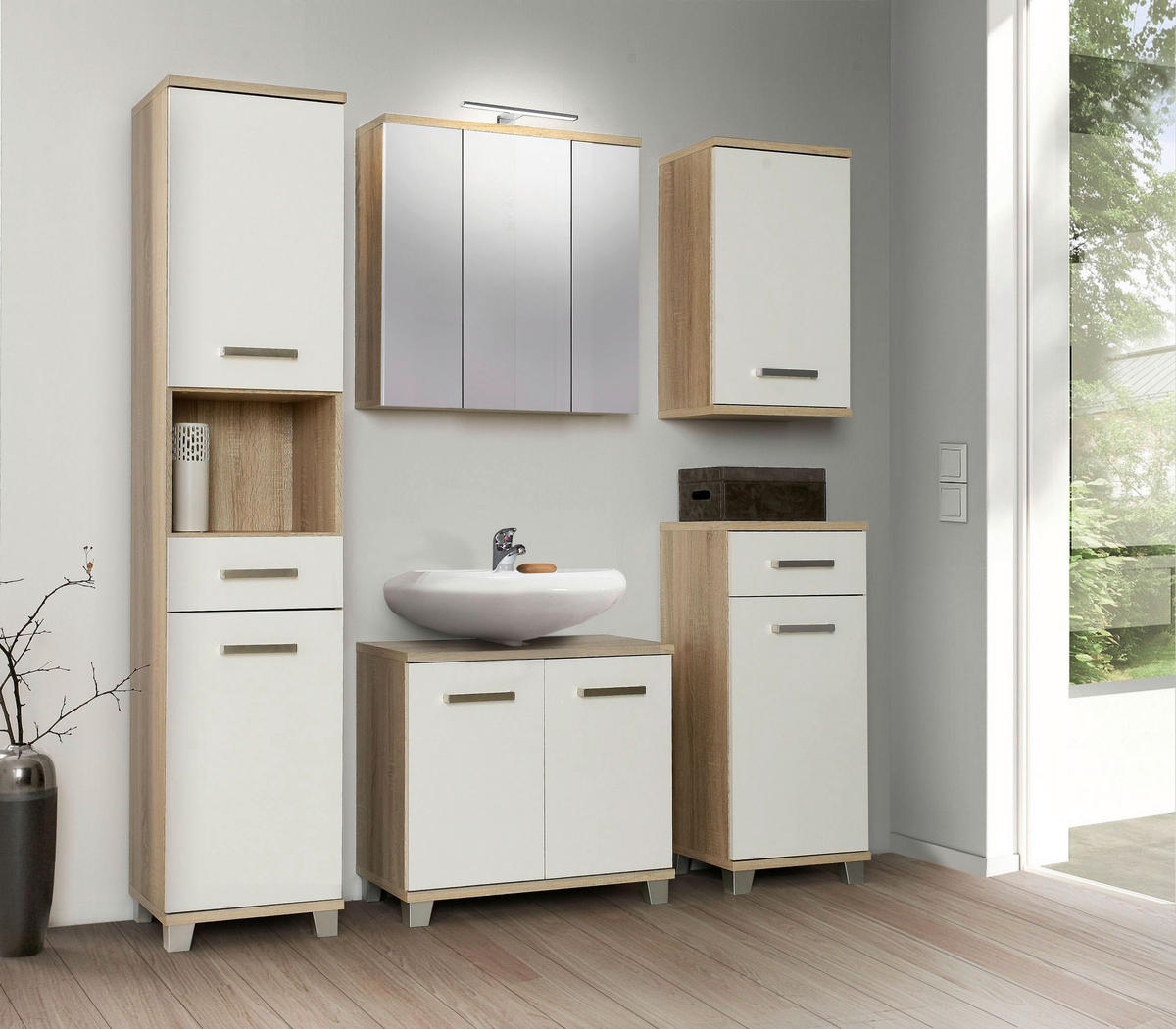 Spiegelschrank  Eiche Sonoma Nachbildung B/H/T: ca. 68,6x68,1x20 cm Veris_Spiegelschrank VERH13NB-Q34 - Eiche (68,60/68,10/20,00cm)