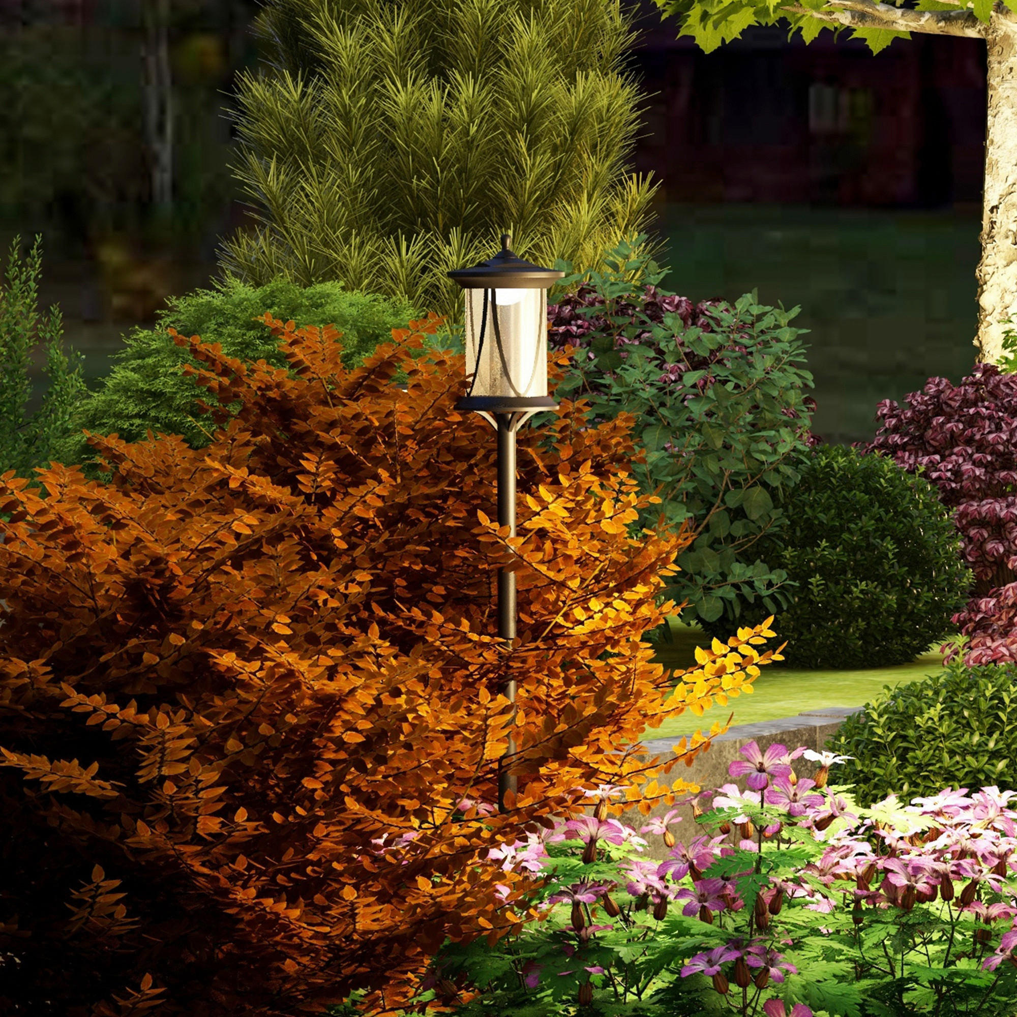 Thumbnail - Solar Gartenlaterne schwarz Kunststoff B/H/L: ca. 17x127x17 cm