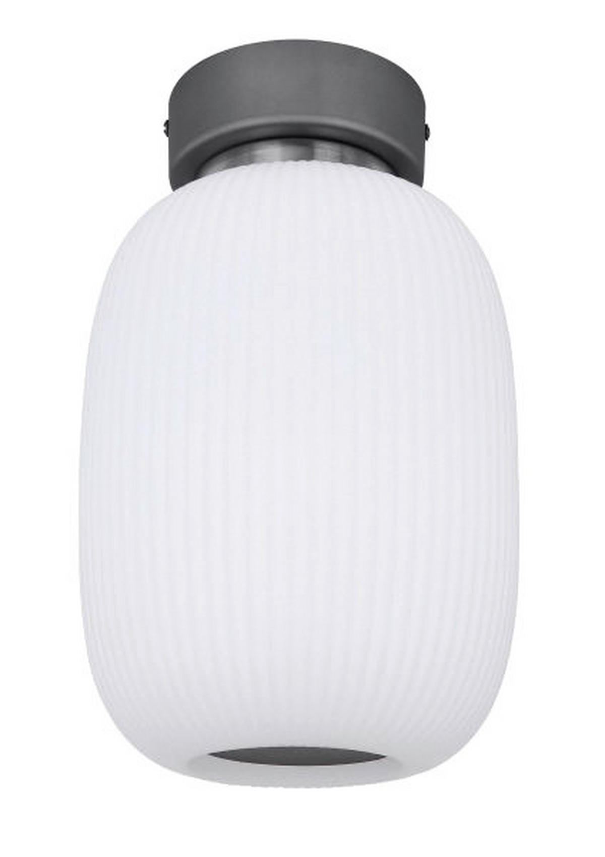 GLOBO Deckenleuchte 15437D1 Graphit Opal nickel matt Metall Glas H/D: ca. 33x20 cm Boomer - nickel matt/Graphit (20,00/33,00cm) - GLOBO