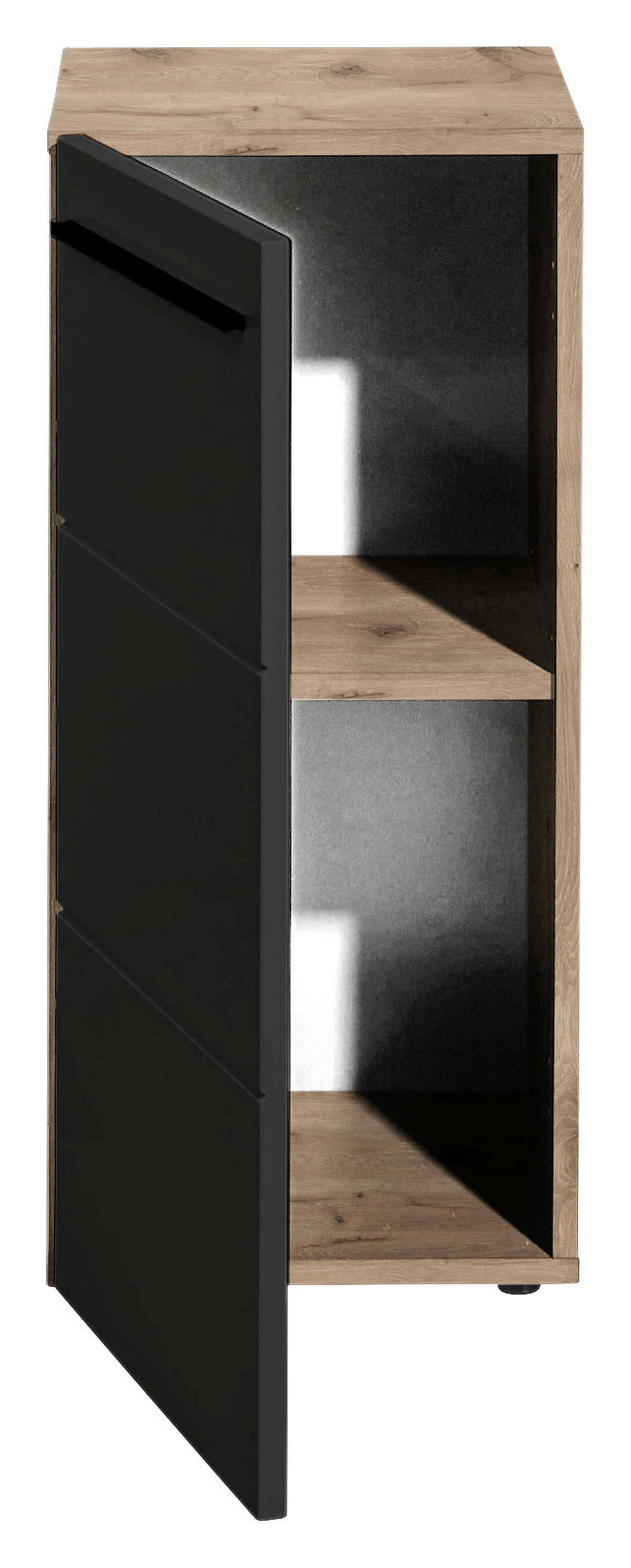 Midischrank Vista Oak Eiche Viking Nachbildung schwarz matt B/H/T: ca. 34x72x31 cm Vista - schwarz/Oak (34,00/72,00/31,00cm)