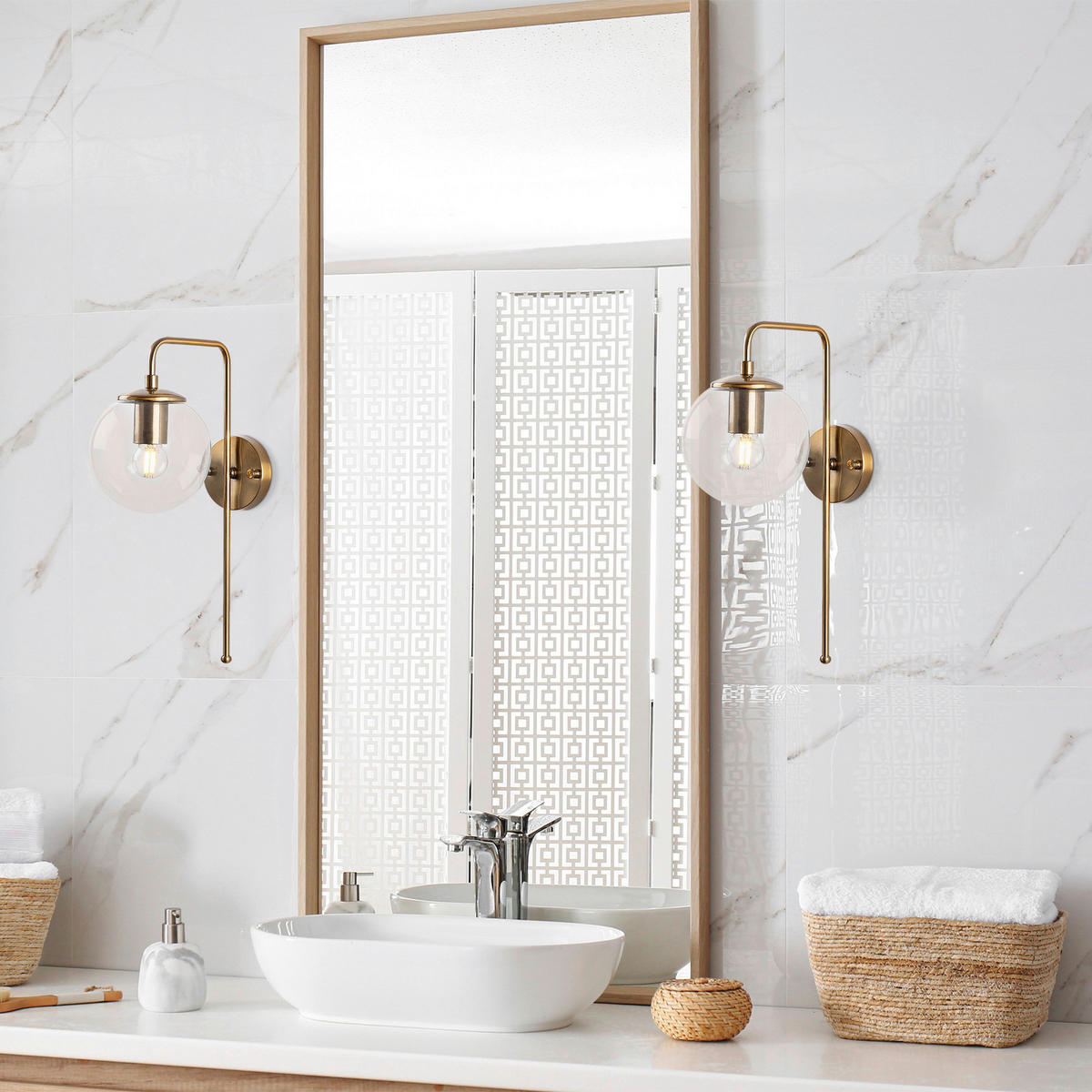 Opviq Wandleuchte Viran bronze Metall Glas B/H/T/L/D: ca. 28x43x28x15x15 cm E14 1 Brennstellen Viran - bronze (15,00/28,00/43,00cm) - Opviq