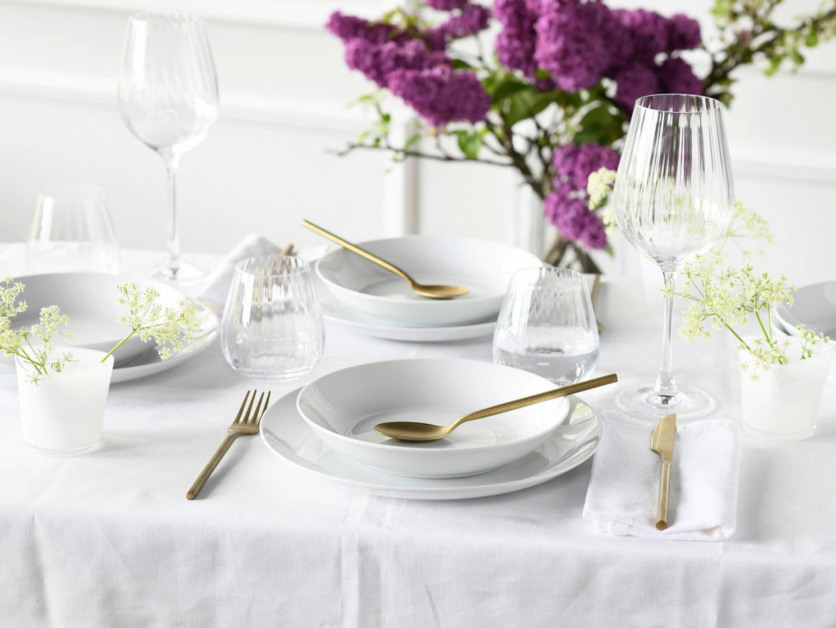CreaTable Tafelservice Luna weiß Porzellan 12 tlg. Luna - weiß - CreaTable